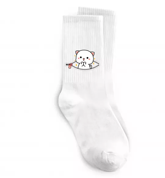 Носки Peach cat в кишені Белый фото
