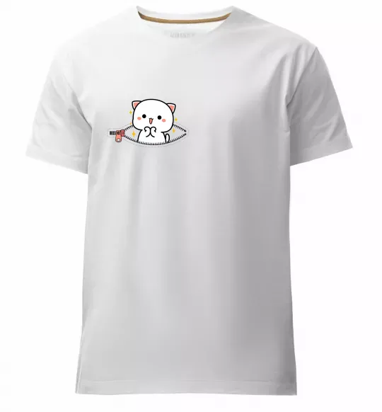 Чоловіча преміум футболка Peach cat в кишені Білий фото