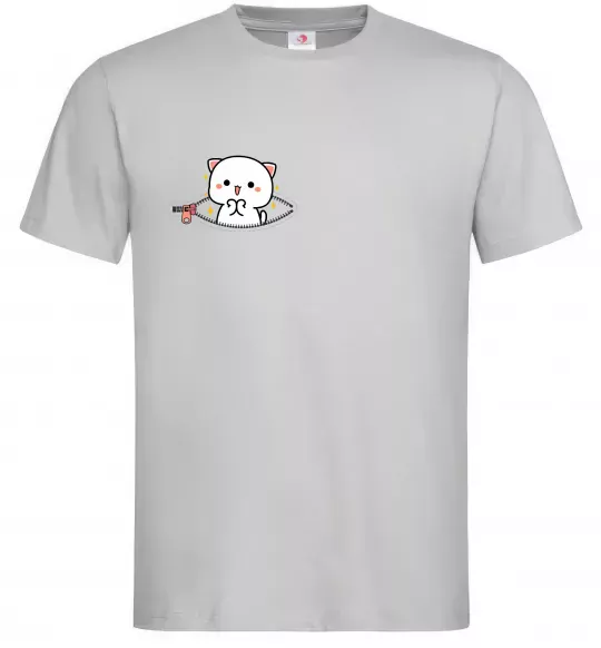 Чоловіча футболка Peach cat в кишені Сірий фото