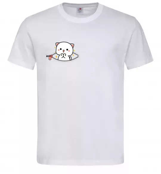 Чоловіча футболка Peach cat в кишені Білий фото