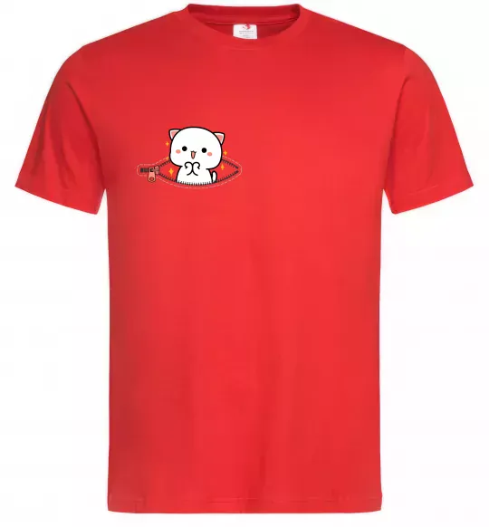 Чоловіча футболка Peach cat в кишені Червоний фото