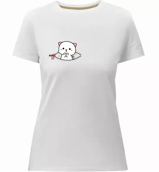 Жіноча преміум футболка Peach cat в кишені Білий фото