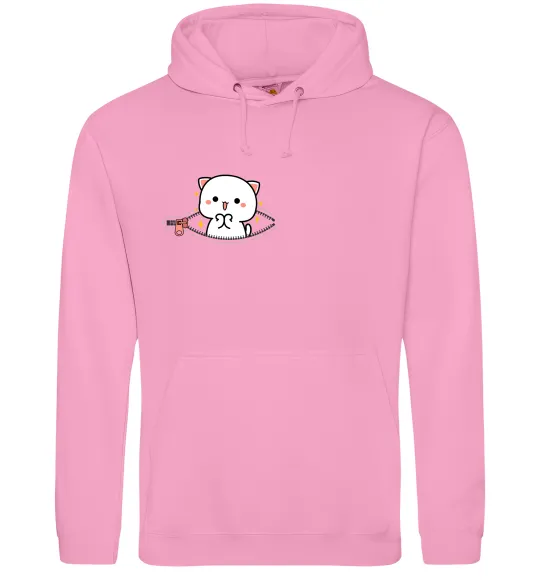 Мужская толстовка (худи) Peach cat в кишені Розовый фото