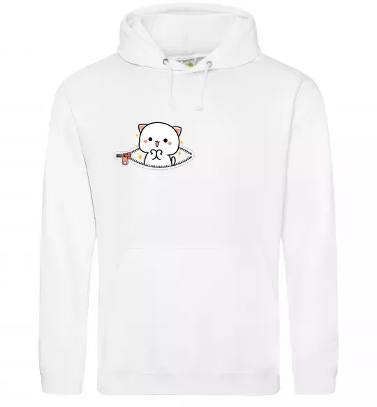 Мужская толстовка (худи) Peach cat в кишені Белый фото