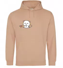 Мужская толстовка (худи) Peach cat в кишені Песочный фото