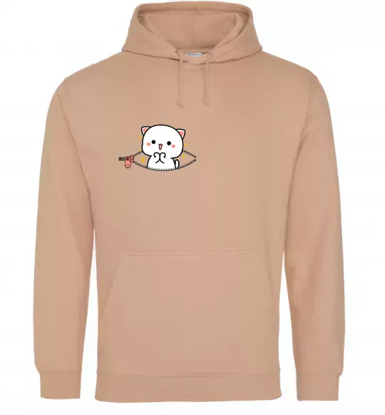 Жіноча толстовка (худі) Peach cat в кишені Пісочний фото