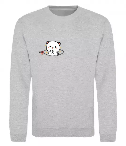 Світшот Peach cat в кишені Сірий меланж фото