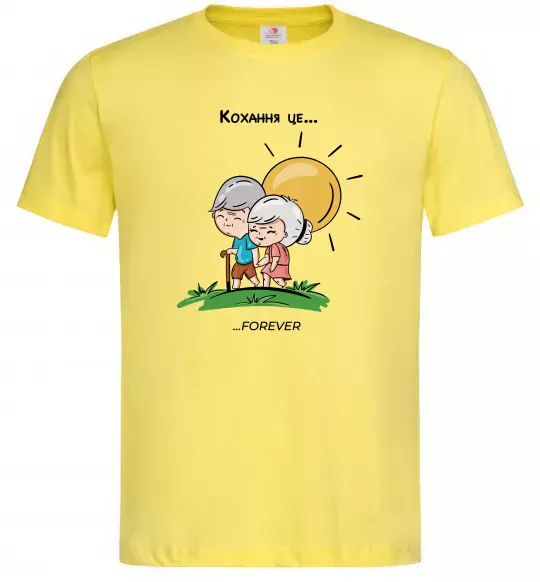 Мужская футболка Love is forever Лимонный фото