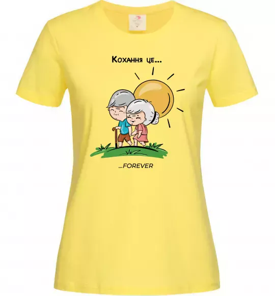 Женская футболка Love is forever Лимонный фото