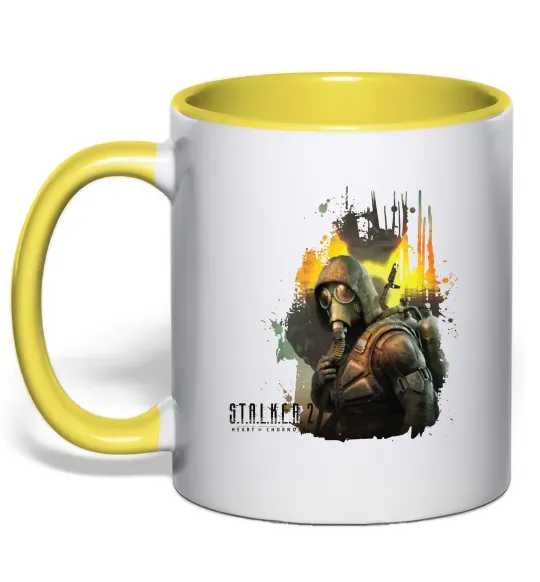 Чашка з кольоровою ручкою Stalker 2 Зона відчуження Лимонний фото