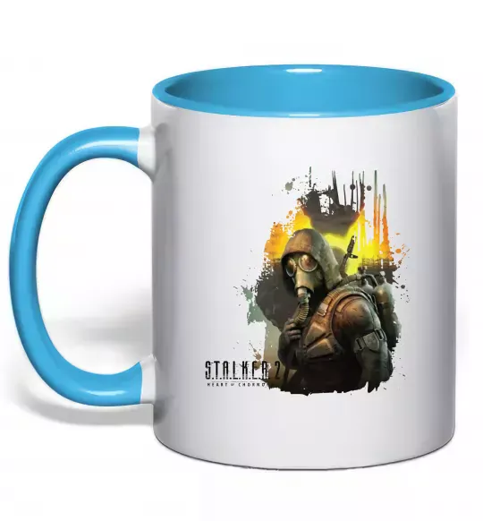 Чашка с цветной ручкой Stalker 2 Зона відчуження Голубой фото