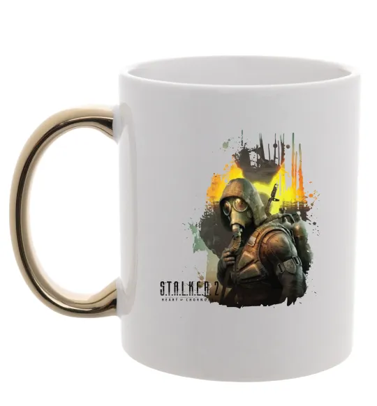 Чашка с цветной ручкой Stalker 2 Зона відчуження Золото фото
