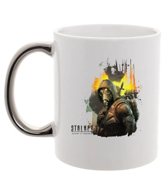 Чашка с цветной ручкой Stalker 2 Зона відчуження Серебро фото