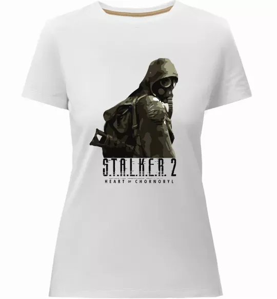 Женская премиум футболка Stalker 2 Похід Белый фото