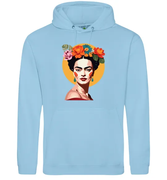 Жіноча толстовка (худі) Фріда Кало з вінком Блакитний фото
