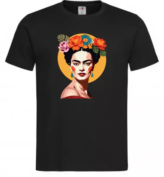 Чоловіча футболка Фріда Кало з вінком Чорний фото