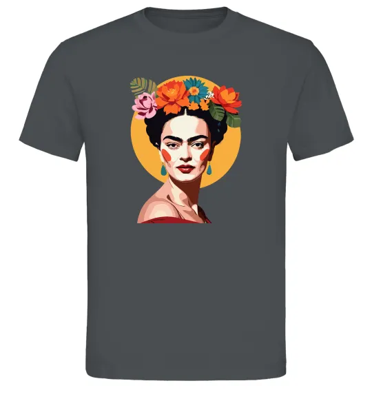 Чоловіча футболка Фріда Кало з вінком Графіт фото
