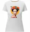 Женская премиум футболка Фріда Кало з вінком Белый фото