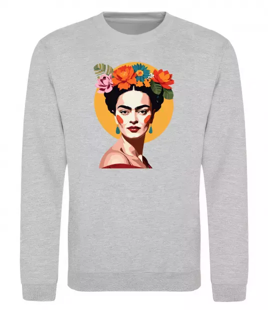 Свитшот Фріда Кало з вінком Серый меланж фото