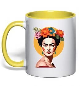 Чашка з кольоровою ручкою Фріда Кало з вінком