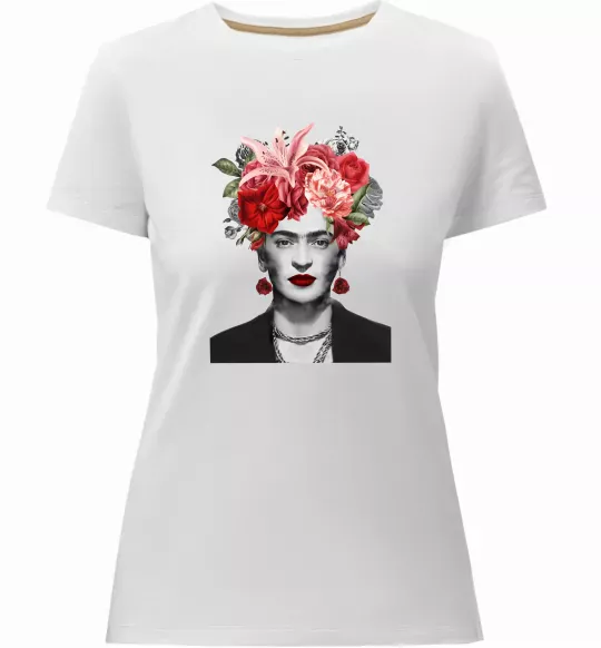 Жіноча преміум футболка Фріда Кало Білий фото
