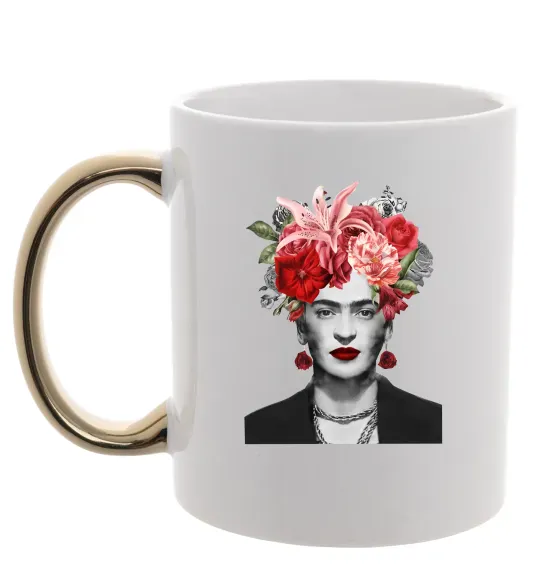 Чашка з кольоровою ручкою Фріда Кало Золото фото