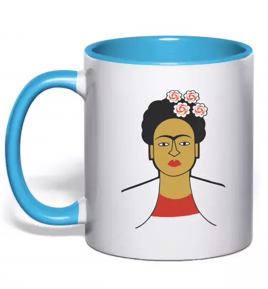 Чашка с цветной ручкой Frida Kahlo Голубой фото