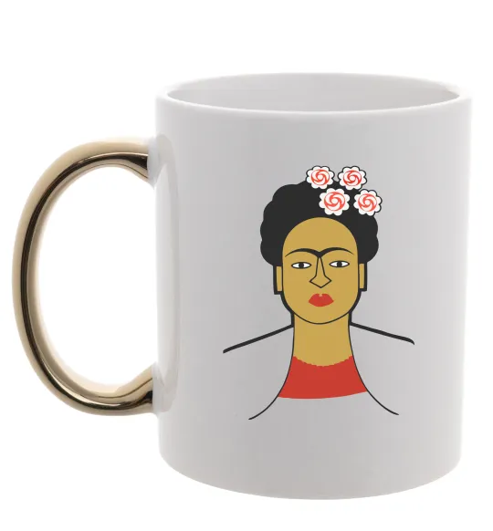 Чашка с цветной ручкой Frida Kahlo Золото фото