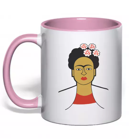 Чашка с цветной ручкой Frida Kahlo Нежно розовый фото