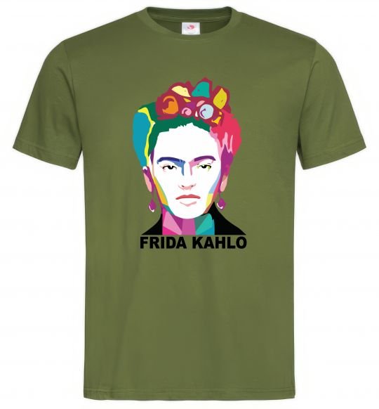 Чоловіча футболка Frida Kahlo кольорова Оливковий фото