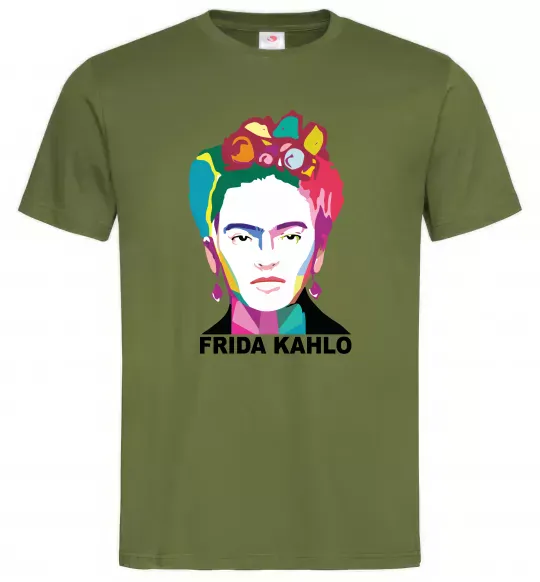 Мужская футболка Frida Kahlo кольорова Оливковый фото