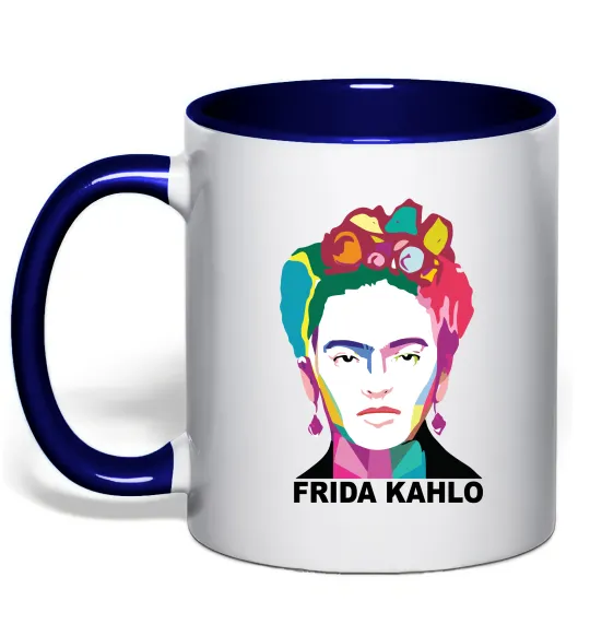 Чашка з кольоровою ручкою Frida Kahlo кольорова Глибокий темно-синій фото