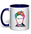Чашка з кольоровою ручкою Frida Kahlo кольорова Глибокий темно-синій фото