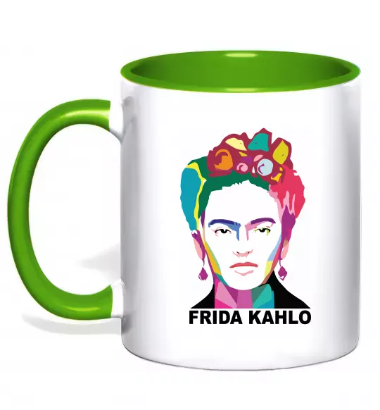 Чашка з кольоровою ручкою Frida Kahlo кольорова Зелений фото