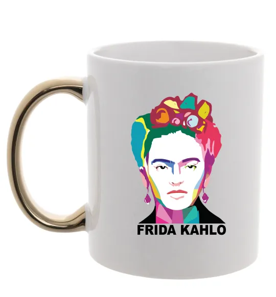 Чашка з кольоровою ручкою Frida Kahlo кольорова Золото фото