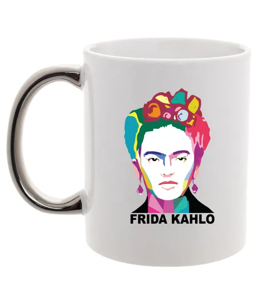 Чашка з кольоровою ручкою Frida Kahlo кольорова Срібло фото