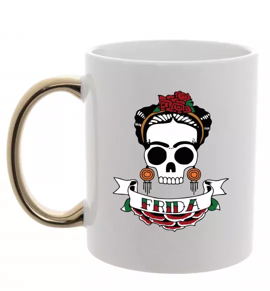 Чашка с цветной ручкой Frida Золото фото