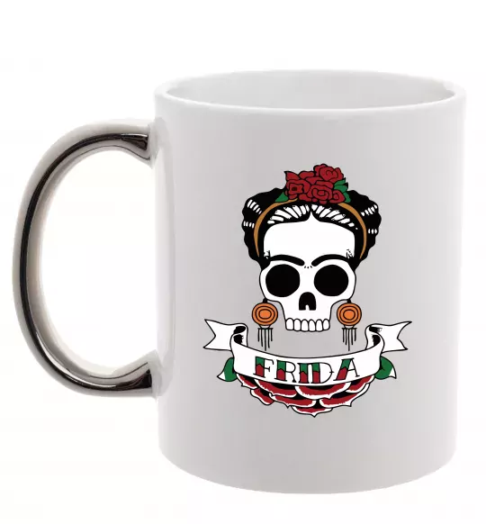 Чашка с цветной ручкой Frida Серебро фото