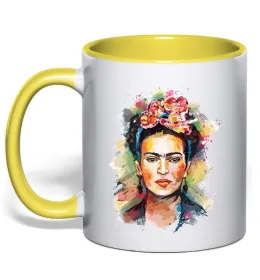 Чашка з кольоровою ручкою Frida Kahlo Лаймовий фото