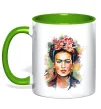 Чашка с цветной ручкой Фріда Кало портрет Зеленый фото