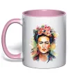 Чашка с цветной ручкой Фріда Кало портрет Нежно розовый фото
