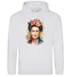 Чоловіча толстовка (худі) Фріда Кало портрет Сірий меланж Чоловіча толстовка (худі) Фріда Кало портрет Сірий меланж фото
