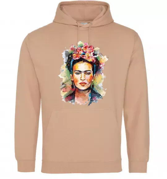 Женская толстовка (худи) Фріда Кало портрет Песочный фото
