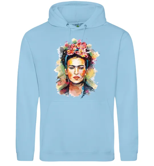 Жіноча толстовка (худі) Фріда Кало портрет Блакитний фото