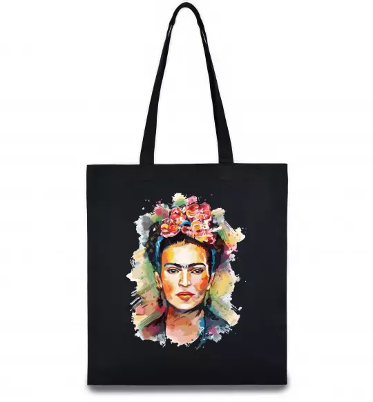 Еко-сумка Фріда Кало портрет Чорний фото