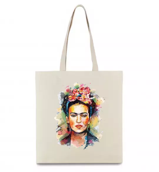 Еко-сумка Фріда Кало портрет Бежевий фото