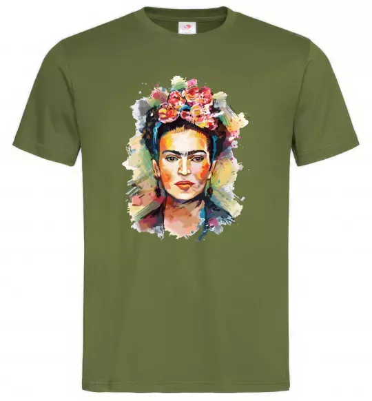 Чоловіча футболка Фріда Кало портрет Оливковий фото