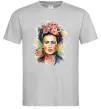 Чоловіча футболка Фріда Кало портрет Сірий фото