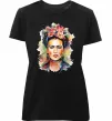 Жіноча преміум футболка Фріда Кало портрет Чорний фото