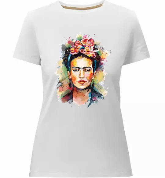 Жіноча преміум футболка Фріда Кало портрет Білий фото